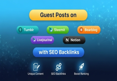 10 Guest Post On Tumblr,  Steemit,  Livejournal,  Notion and Bearblog with SEO Backlinks