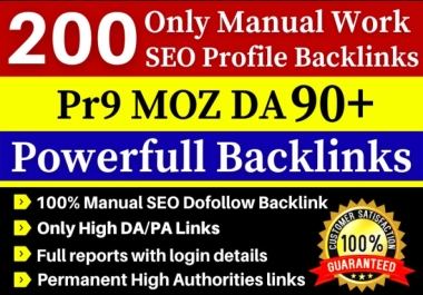 200+ High Authority Moz DA 90+ SEO Dofollow Profile Backlinks