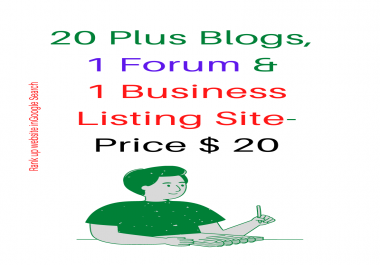 20 Plus Blogs,  1 Forum & 1 Business Listing Site