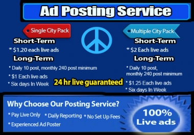 Craigslist live ad posting with live guarantee in Top USA Site