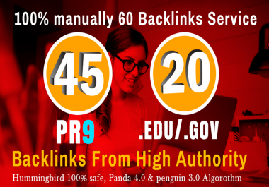 do 40 usa pr9 and 20 edu gov high PR authority seo backlinks