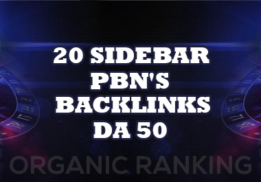 20 Sidebar PBN's Backlinks - DA 50 Plus Sites