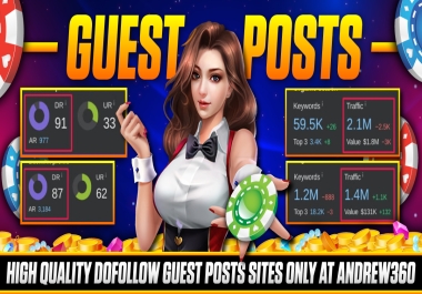 Ranked on 1 Page With 10 Casino Accepted Guest post sites traffic 5k to 100k dofollow Backlinks
