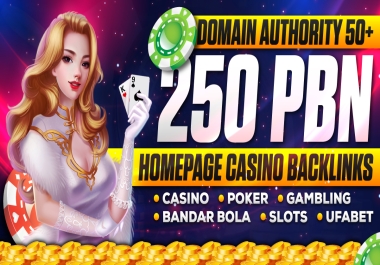 Boost Ranked 250 PBN Casino,  UFAbet,  Slot,  judi, Betting High DA DR TF sites