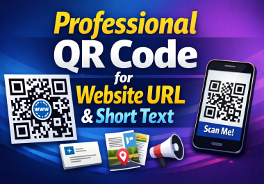 I will create a professional QR code for website URL and short text