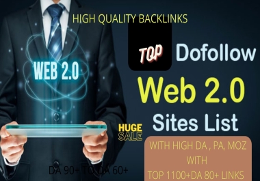 Boost visibility of your website to 1st page of Google with highBlacklinks DA, PA 1100+Web2.0 sites