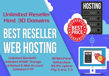 Unlimited NVME Reseller Website Hosting For 30 Websites WHM cPanel Softaculous