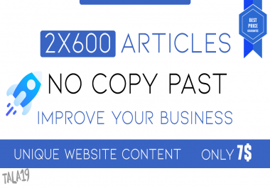 I will write 2x600 words blog or SEO articles Unique content NO COPY PAST