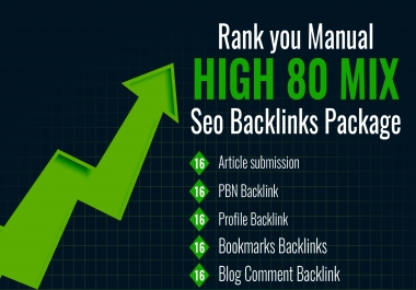 I will Rank you Manual high 80 Mix Seo Backlinks Package
