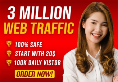 Drive 3,000,000 targeted real organic website traffic by Google, Yahoo, Bing