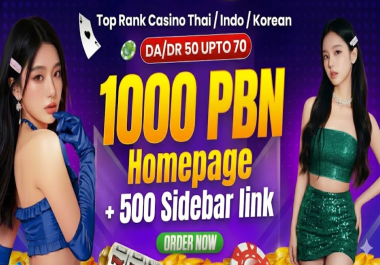 Top Rank Casino Thai / Indo/ Korean 1000 PBN Homepage + 500 Sidebar link Powerful DA/DR 50 upto 70