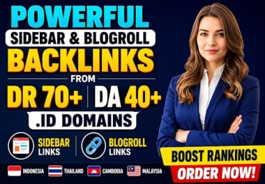 10 blogroll. id Indo domain High DA 40 DR 70+ Indexble PBNS Backlinks