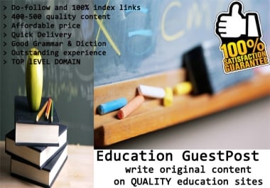 write 2xarticles and publish on 50xTLD education niche da score 15-30