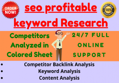 I will do seo profitable keyword research with competitor analysis