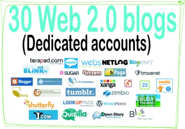 Do 30 Web 2.0 Blogs High-Quality PREMIUM Backlinks To Improvement Your Rank