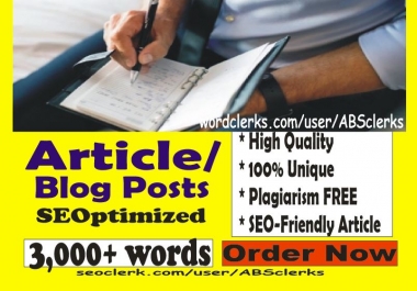 Professional 3000++ words ARTICLES or BLOG POST or WEBSITE content writing- SEO High Quality writer