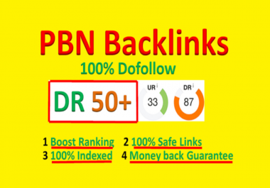 I will create 100 dofollow pbn backlins with DR 50+ and TF 20 to 30+ authority