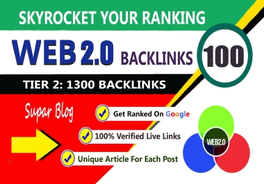 100 Web 2.0 Dofollow Backlinks Sites DA 50+ PA 40+ 500+ Words Buy 2 get 2 Free