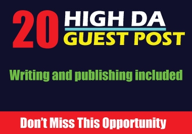 Get 20 High DA dofollow guest post SEO backlinks
