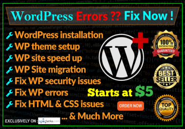 I Install Wordpress,  Setup Theme And Fix Any Wp Issues Or Errors