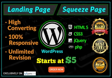 Design Responsive Wordpress Landing Page Or Squeeze Page