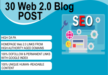 Create 30+ High Quality Web 2.0 Backlinks for SEO Ranking