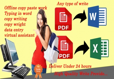 Any type of type writing data entry for your project