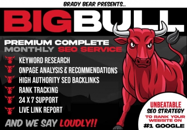 FLAT 50 discount on Big Bull Premium Complete Monthly SEO Service to Explode the Google Ranking