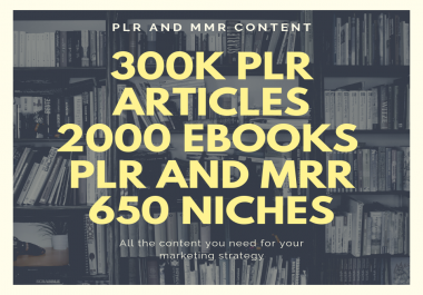 Offer you 300k articles PLR 2000 MMR ebooks