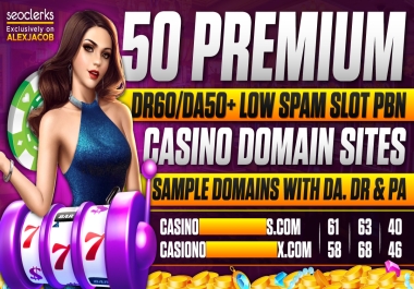 BUY 2 Get 1 Free 50 PBN Casino Poker Judi domains with DA50+ DR50+ low spam score backlinks