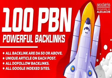 Uunique 100 PBN Powerfull Backlinks DA70TO50 Low Spam Score indexing sites
