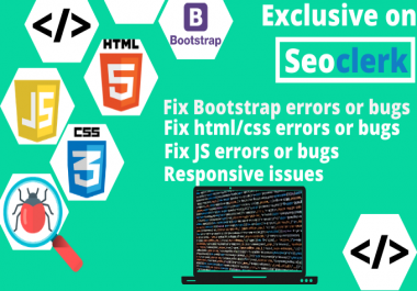 I will fix html,  css,  bootstrap,  js,  php,  wordpress bugs