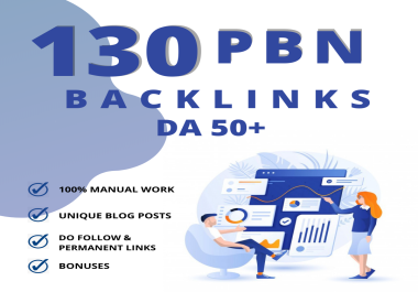 Build 130 DA50+ Backlinks - High Domain Authority