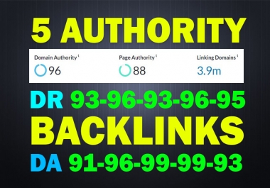 5 High Authority Backlinks - Da90+ 4 Do/1 No-Follow Mix - 80 OFF for 245