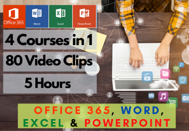 Office 365,  Word,  Excel & PowerPoint,  4 Courses in 1