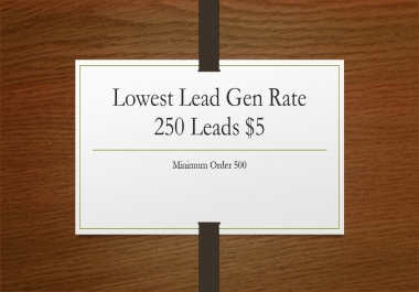 New Lowest Lead Generating 250 leads