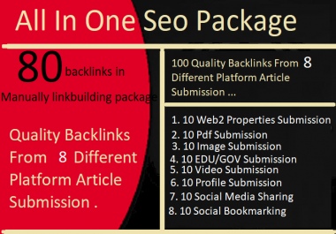 80 All In One Manual SEO Link Building From 8 Different Platform Article Submission Package