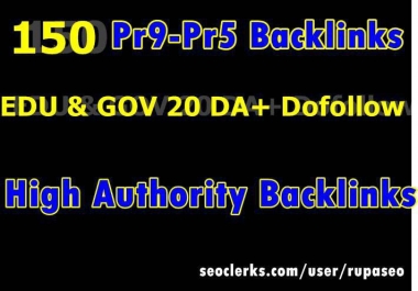 Handmade HQ150 Google Ranking Pr9 SeoDA 100-50 Dofollow Backlinks with edu gov