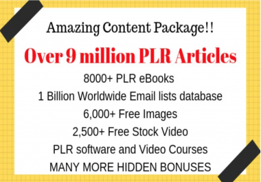 I will send 9 million plr articles,  ebooks,  images and bonuses