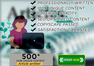 I will write a unique SEO article,  blog post,  or website content