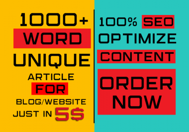 Write 1000+ Words Quality Blog Or SEO Article Within 24 Hours