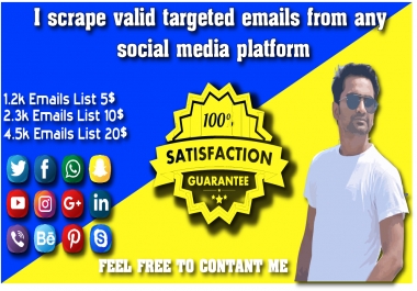 Scrape active targeted 2k mails from any social platform