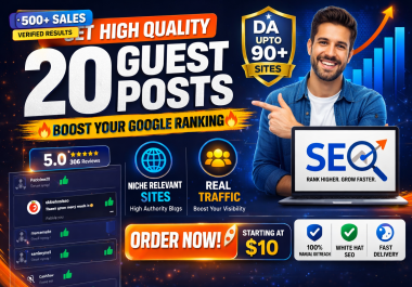 Get 20 high DA Super Strong Permanent Guest Post to Improved website ranking