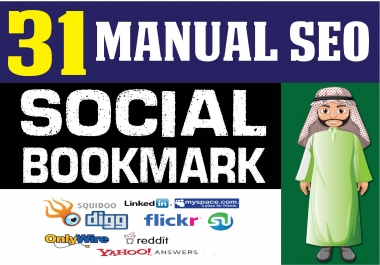 Manual 31 SEO Social Bookmarking Contextual Authority Backlinks to get Google First Page ranking