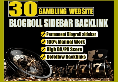 blogroll sidebar footer 30 gambling dofollow backlink for ranking google