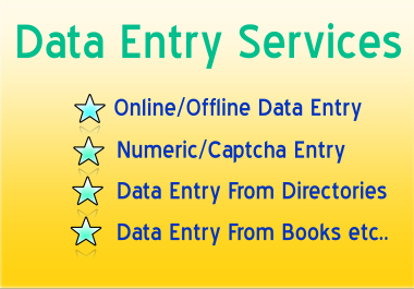 Data Entry Services, Online/Offline Data Entry,  Numeric/Captcha Entry
