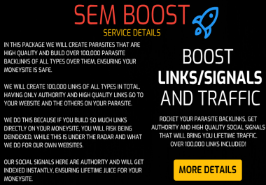 SEM Boost - Rocket Your Tier 2 Backlinks,  Get Social Signals & Video Creation that generates TRAFFIC