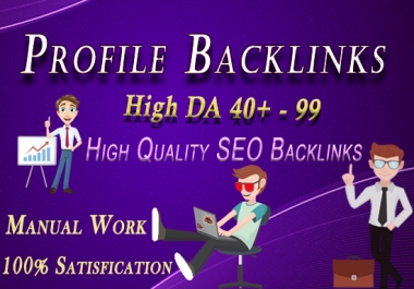 30 Profile Backlinks DA 40 To 99 and 10 Web 2.0 Backlinks,  Handmade