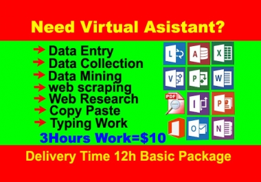 I will do all type of data entry,  mining,  scraping,  internet research work