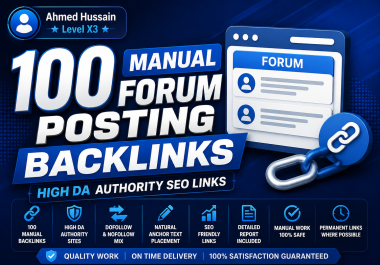 Do Create 100 Manual Forum Posting Backlinks High DA Authority SEO Links